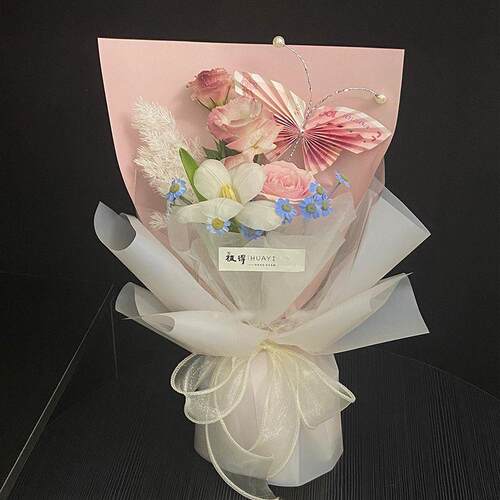 创意蝴蝶有钱花束玫瑰仿真花半成品520情人节礼物女朋友生日闺蜜
