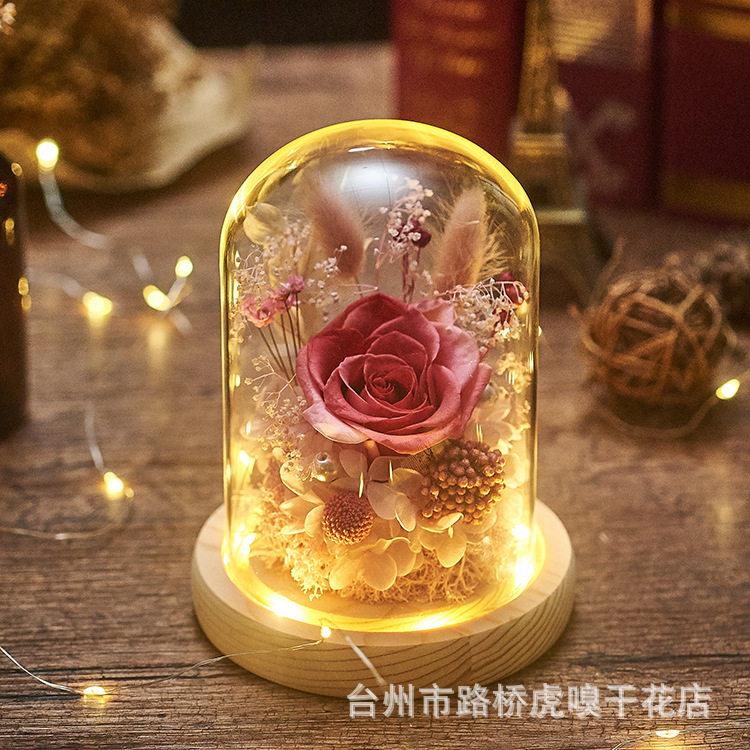 永生花玫瑰花小夜灯摆件母亲节礼品送妈妈女朋友生日送闺蜜礼物
