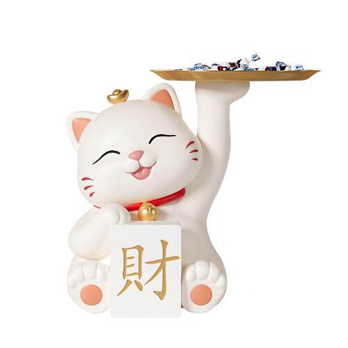 招财猫客厅装饰摆件鞋柜前台入户收纳托盘放钥匙玄关轻奢装饰品
