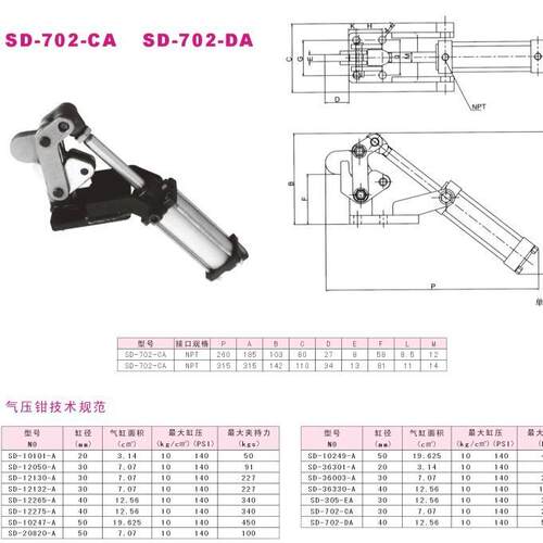 气动式夹钳SD-702D-A