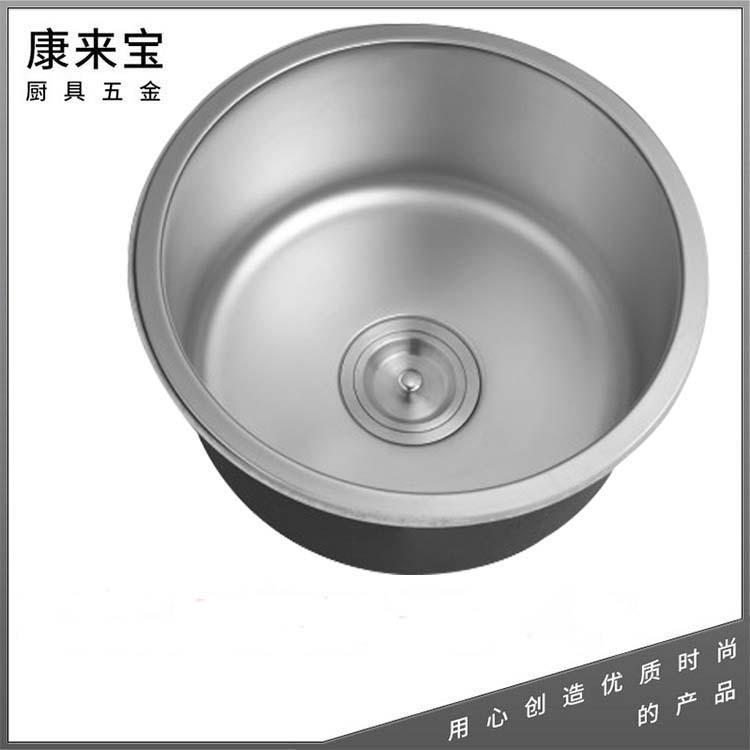 厨房加厚不锈钢单槽水槽定制洗菜盆台上圆盆304拉丝