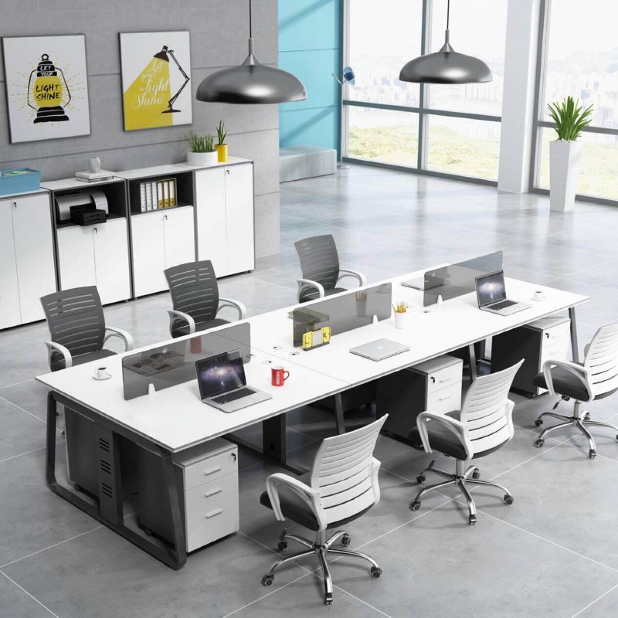 新款直销简约现代8人职员四人办公桌电脑桌椅2人4人6人位组合办公