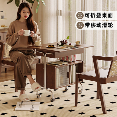 实木沙发茶几可移动边几柜小户型客厅2025新款家用折叠小推车边几