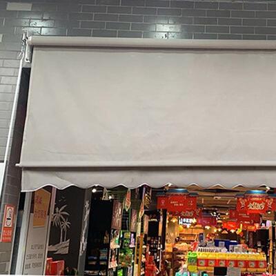 工程广告厂房电动卷帘遮光吊帘户外阳台伸缩式可折叠防雨篷遮阳棚