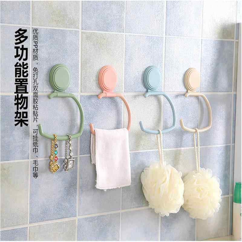 卫生间纸巾挂架厕纸架门后粘贴毛巾环挂钩卷纸器厨房多用途纸巾架