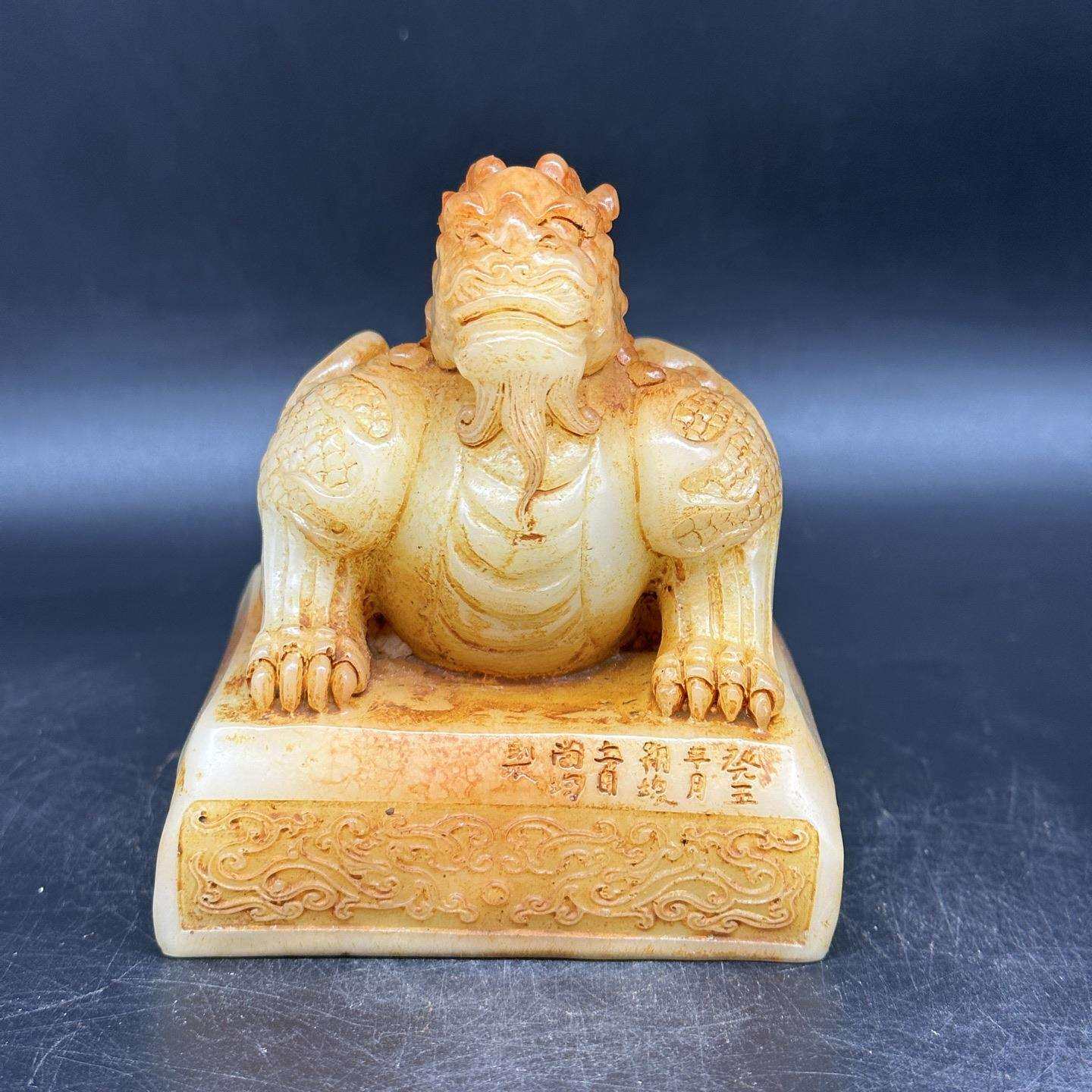 仿 寿山石貔貅印章摆件 树脂瑞兽貔貅玉玺家居办公摆件工艺品