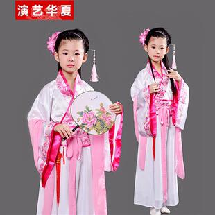 中国风女童国学古装仙女公主裙儿童汉服交领襦裙民族古筝雪纺服装