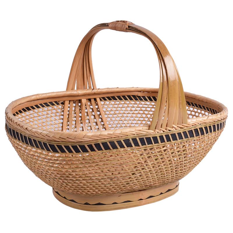 1VPR竹编竹篮手提篮子手工水果菜篮鸡蛋篮厨房收纳筐家用购物篮竹