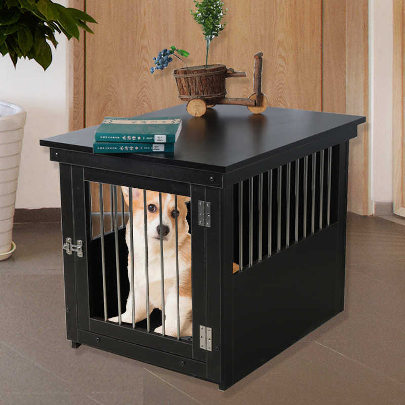 木质不锈钢狗笼子中型犬小型犬带厕所分离室内家用泰迪柴犬宠物笼