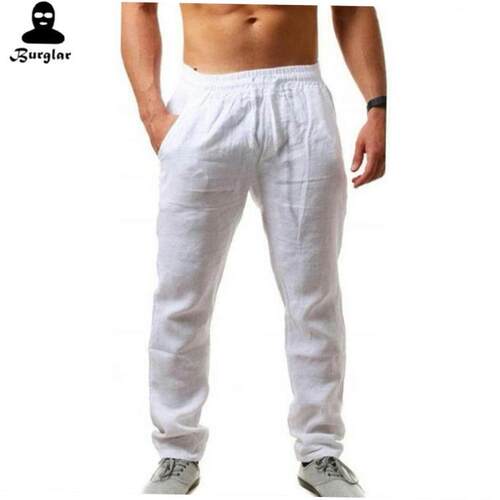 Mens Cotton Linen Pants Male Summer Breathable Trousers 裤