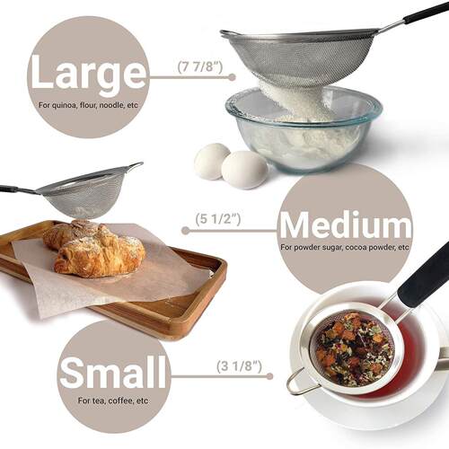 Fine Mesh Strainer Wire Sieve Sifter Baking Tools Colander