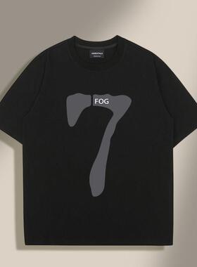VSEAZMA夏季美式复线短袖T恤男女款简约情侣纯棉休闲百搭半袖上衣