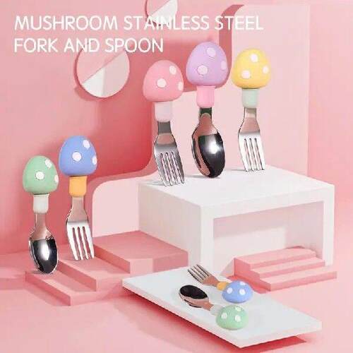 Short Handle Mushroom Multicolor Silicone Stainless Steel