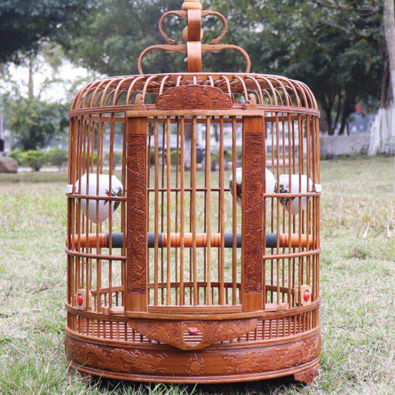 鸟笼竹制雕刻精品高档川笼手工老竹大号鹩哥鹦鹉竹鸟笼画眉鸟笼子