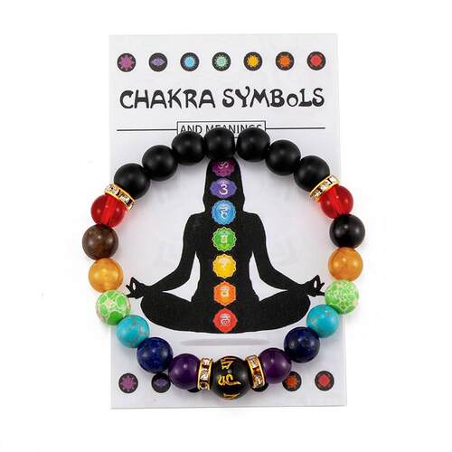 7 Chakra Bracelet with Meaning Cardfor Men Women Natural Cry