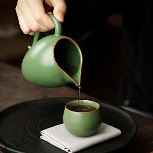 家用陶瓷开片品茗喝茶杯功夫茶具个人专用茶盏 汝窑茶杯主人杯套装