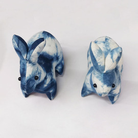 23年新复古民族风大理手工蓝染布艺创意饰品摆件生肖可爱兔子