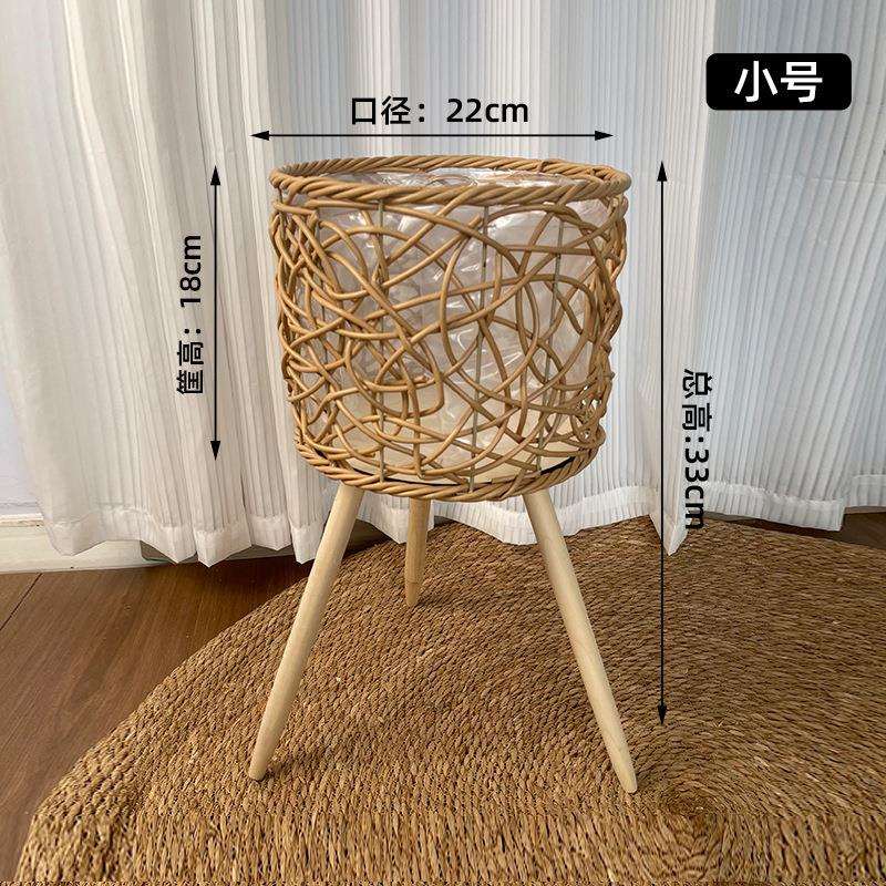 编织花盆客厅盆栽装饰品花架仿藤阳台落地式植物花篮室内置物架