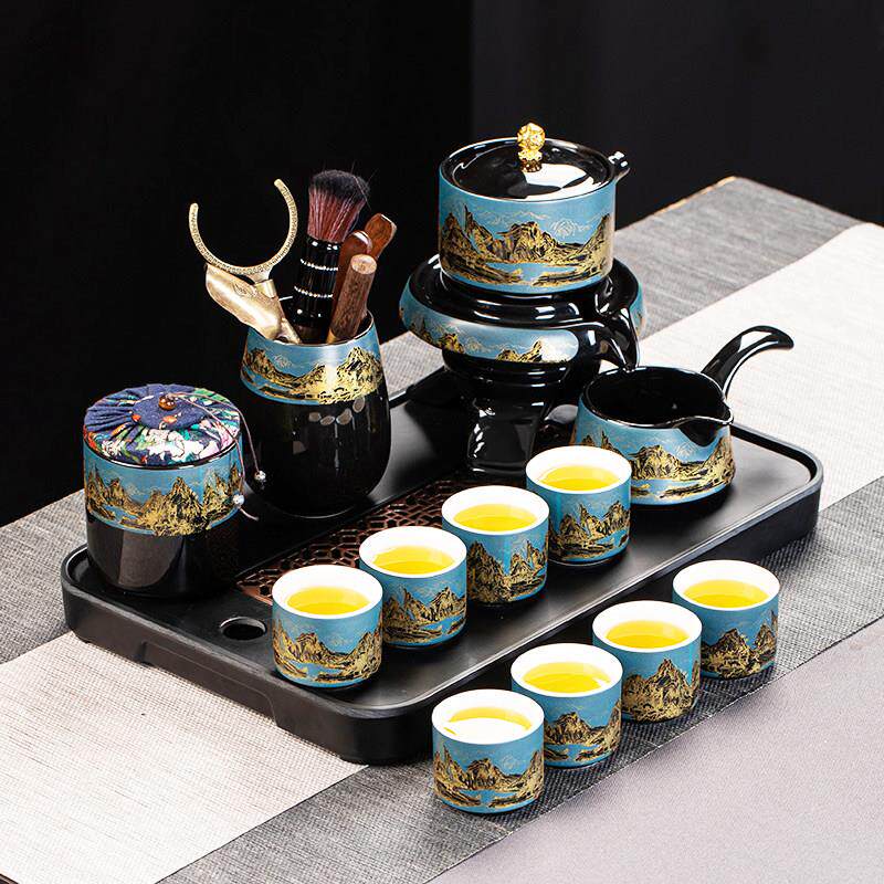 茶具套组2025新款懒人茶具家用石磨防烫自动泡茶器轻奢简约