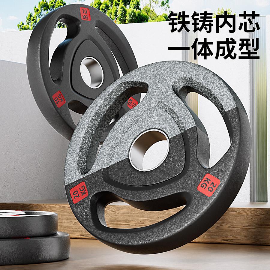 纯铸铁质FLP1铃杠哑铃片金属包铁飞片包铁奥杆手抓大孔健身轮家片