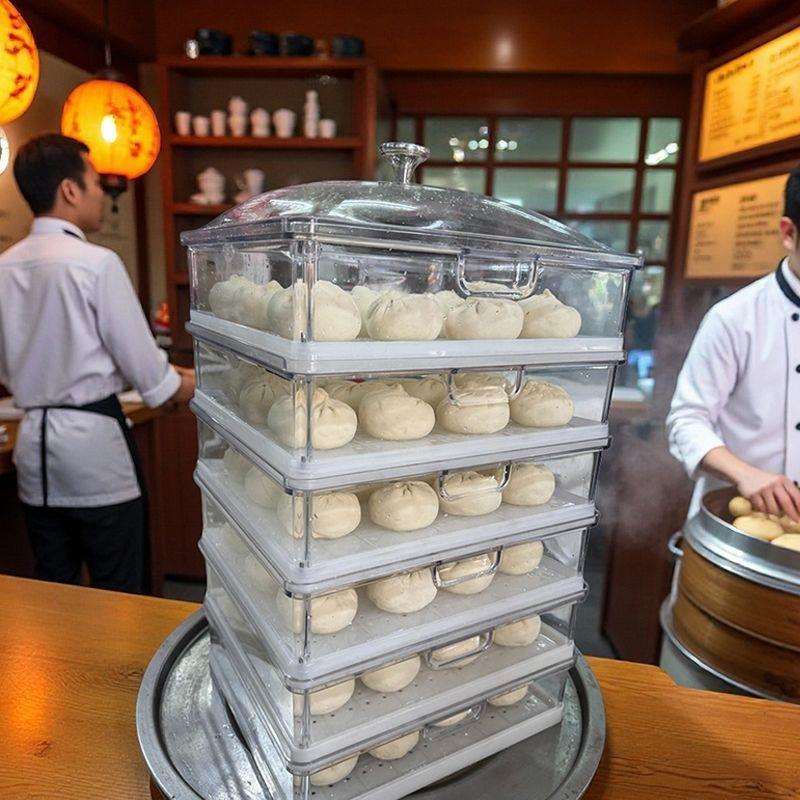 方形蒸屉商用无漏带盖早餐可多层耐压高温透明可视食品级蒸笼