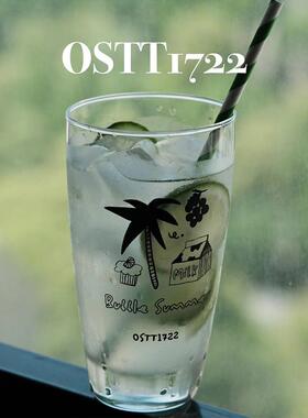 OSTT1722〈无尽夏日〉原创玻璃咖啡牛奶耐高温冷热ins插画 画简约