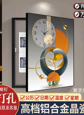 电表箱装饰画 画竖款竖版万年历2025新款时钟带钟表遮挡电闸配电