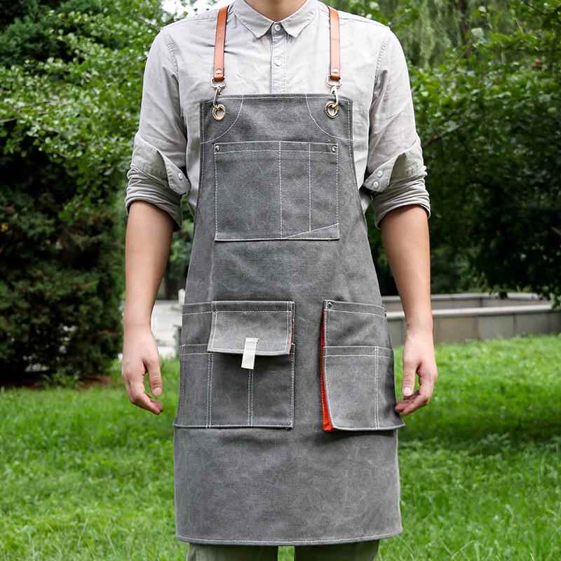 奶茶店理发美甲画画室围裙印LOGO印字花店帆布围裙服务员工作服
