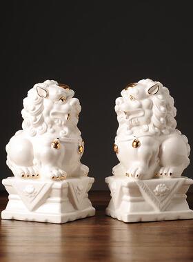 城屋吸引财富，客厅电视柜，狮子饰品，一对新中国风家居饰品，入