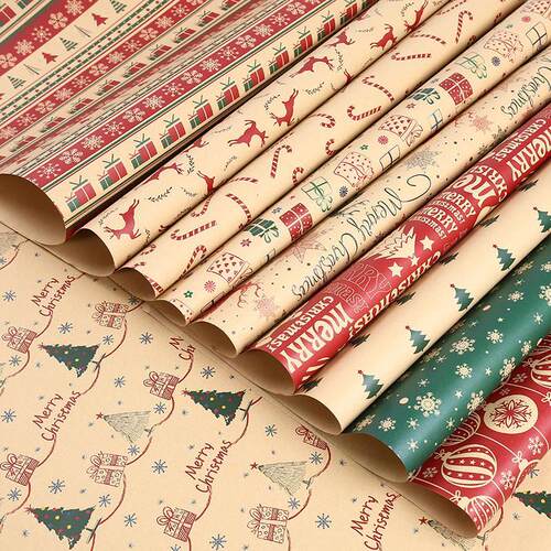 10Pcs 70x50cm Christmas wrapping paper Decoration Gift Wrap