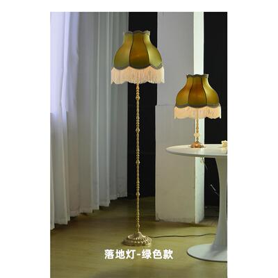 高档诗享 法式覆古铜西i洋古董风黄流苏台灯 Vntage中古客厅家卧