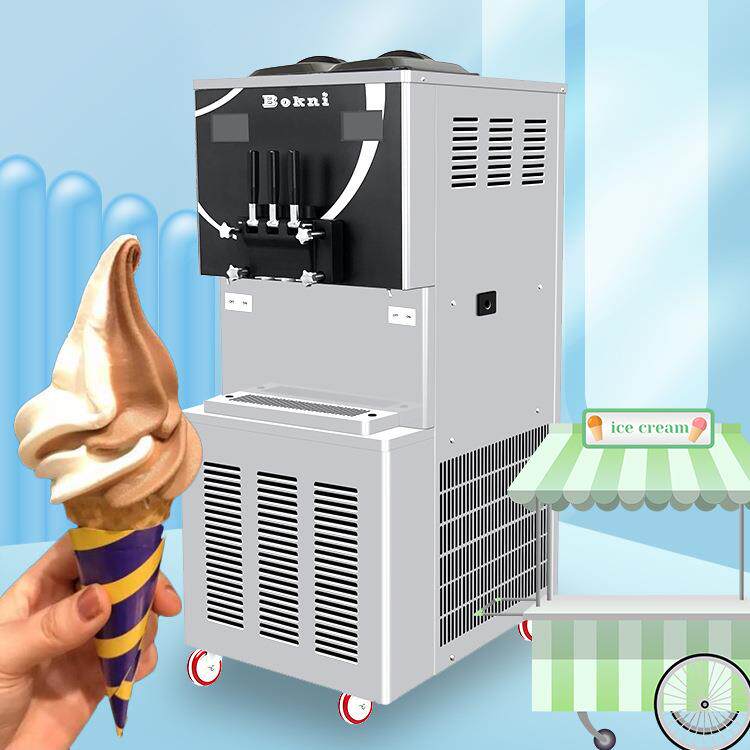 厂家商用全自动软冰激凌机立式三头雪糕机甜筒冰淇淋机