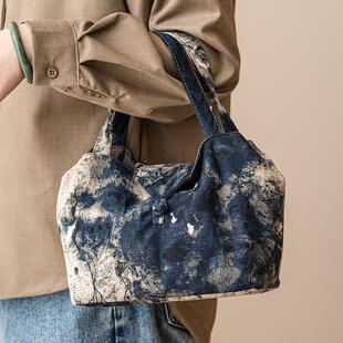 水墨棉麻茶具收纳包旅行便携式 茶壶茶杯茶事包复古手提外带包夹棉