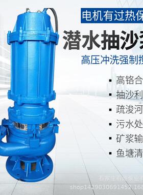 泥沙泥浆泵潜水抽沙泵ZJQ100-25-22抽沙泵4寸吸砂泵潜水渣浆泵