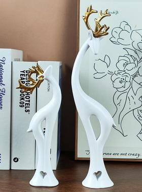 F99STS7H酒色红麋卧鹿一对房室客厅婚庆陪嫁布置房间床头婚婚房