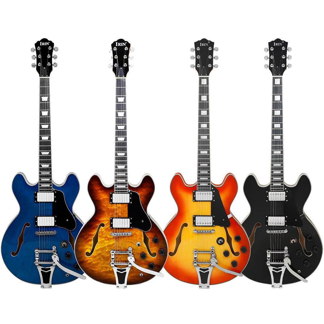 空心F孔爵士电吉他22品杨木初学专业演奏摇滚乐器吉他guitar