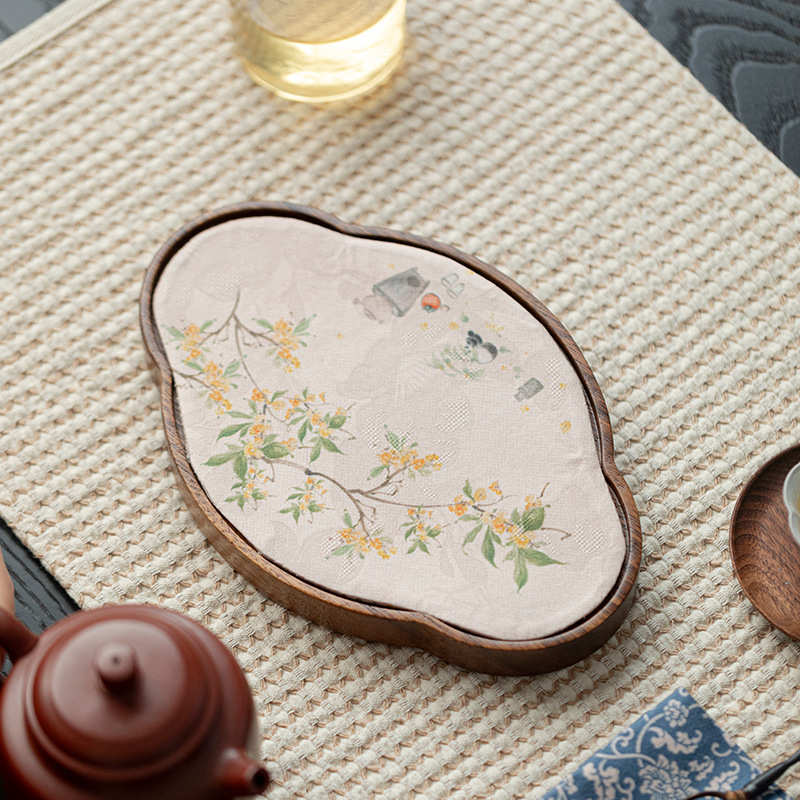 弥言胡桃木干泡盘实木壶承小型茶台香云纱茶席壶承垫子实木托盘垫