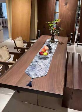 黑胡实大板茶桌用茶几老板办公桌客厅家用餐桌木轻奢风桃家LBR泡