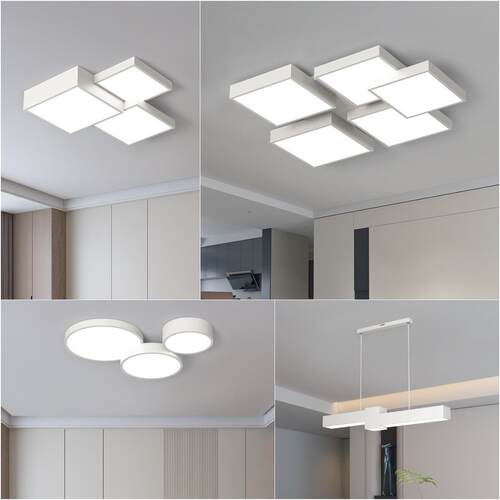 亚克力全屋套餐全光谱吸顶灯LED灯具组合客厅大灯几何方形白色灯