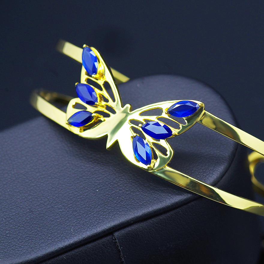 NGSTC证书3.0ct独款天然蓝宝石18K金富贵有福开口手镯20.20g