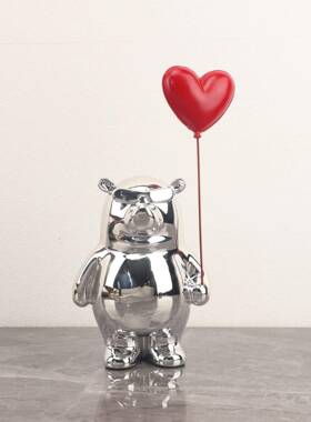 现简约心气球爱熊摆代件样板房客厅装玄关儿童房家居桌面婚0392礼