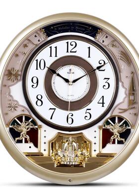 POWER钟表客厅大挂钟欧式时尚意时静PW6246音石英创音乐动钟感钟