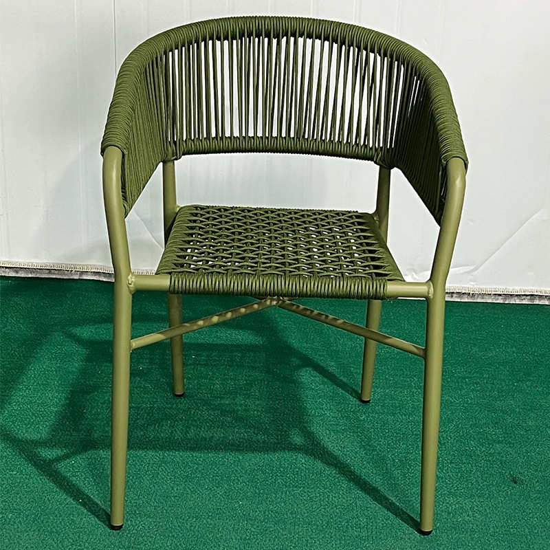 北欧奶茶店咖啡厅户外阳台桌椅 民宿铝合金拉绳藤椅户外阳台桌椅