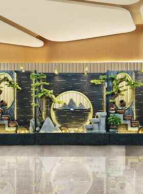 喷大司型水幕墙流水山室内公阳台水景泉别墅庭院鱼VKR池风水轮假