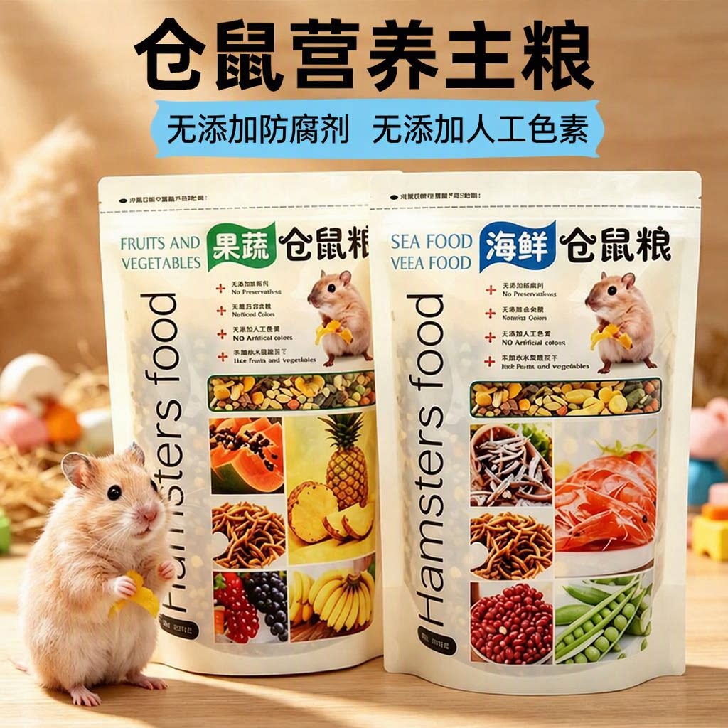 旗舰店仓鼠果蔬冻干混合主粮小宠鼠类海鲜谷物均衡膳食营养美味