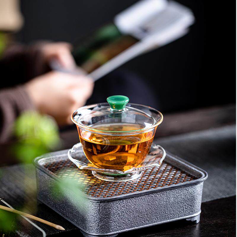 匠不二请与玻璃盖碗泡茶碗绿茶泡茶杯高档不烫手茶具大号三才碗