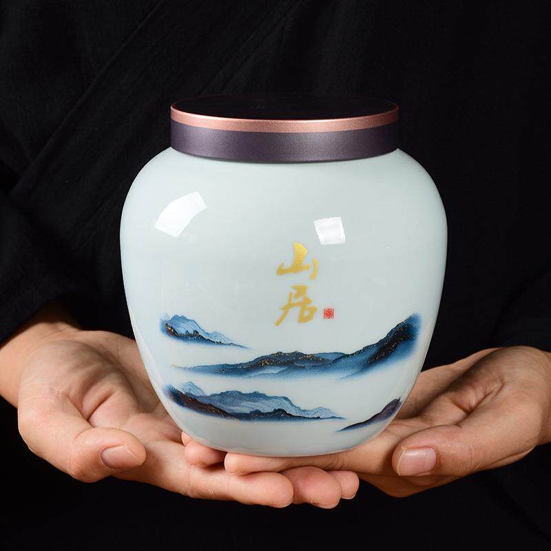 陶瓷茶叶罐空罐大号密封罐家用绿茶红茶普洱龙井储存罐防潮存茶罐