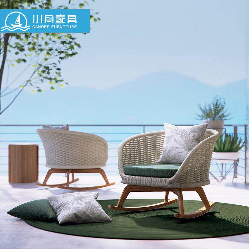 藤编庭院小沙发北欧民宿室外露台阳台绳编藤沙发茶几休闲组合家具