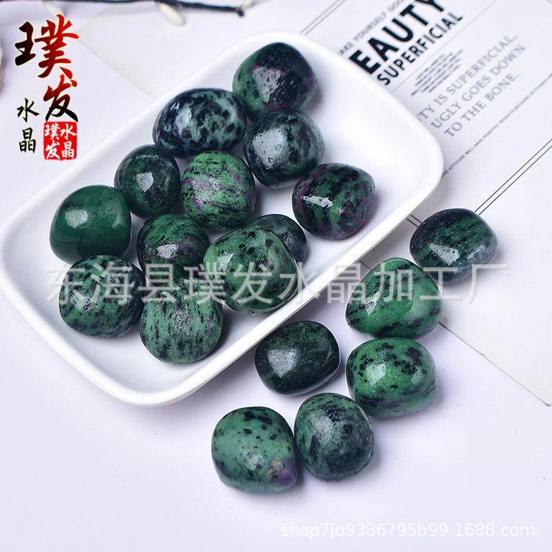 天然红绿宝滚石鱼缸石盆栽装饰摆件儿童淘矿装潢材料跨境商品