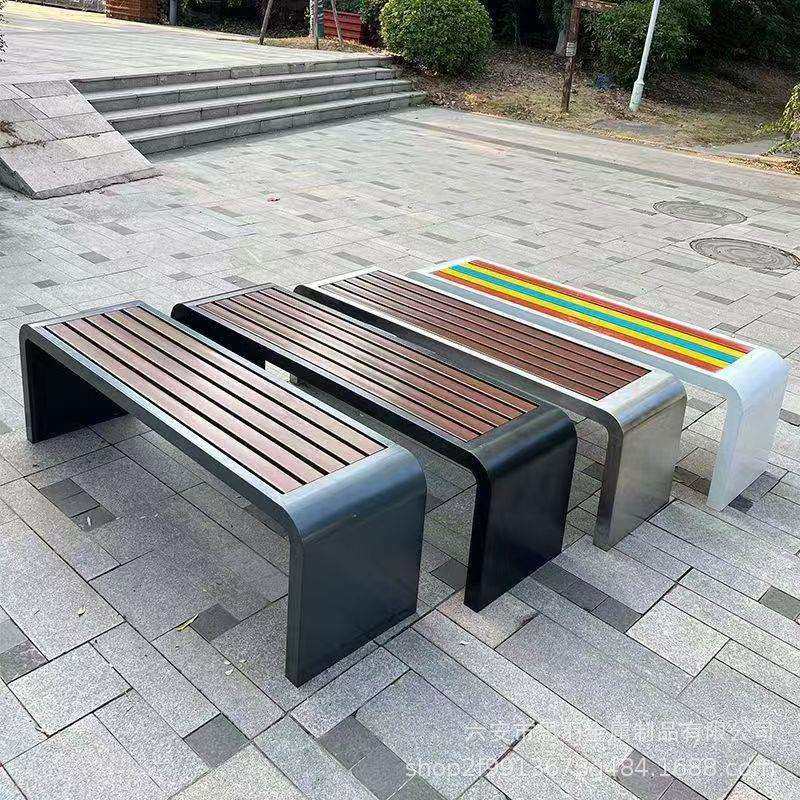 塑木椅庭院广场可移动排椅长公园椅户外长椅不锈钢公园椅长条凳